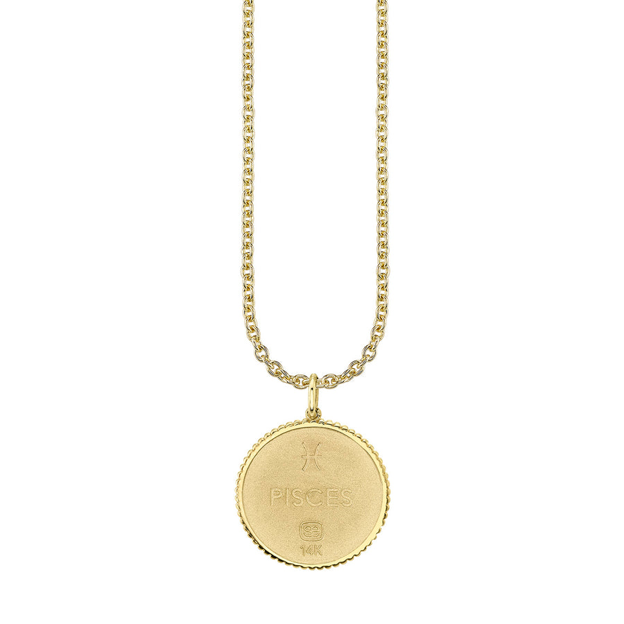 Gold & Diamond Large Pisces Zodiac Medallion - Sydney Evan Fine Jewelry