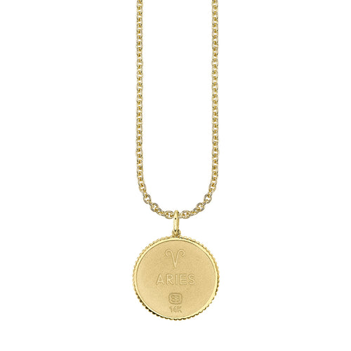 Gold & Diamond Large Aries Zodiac Medallion