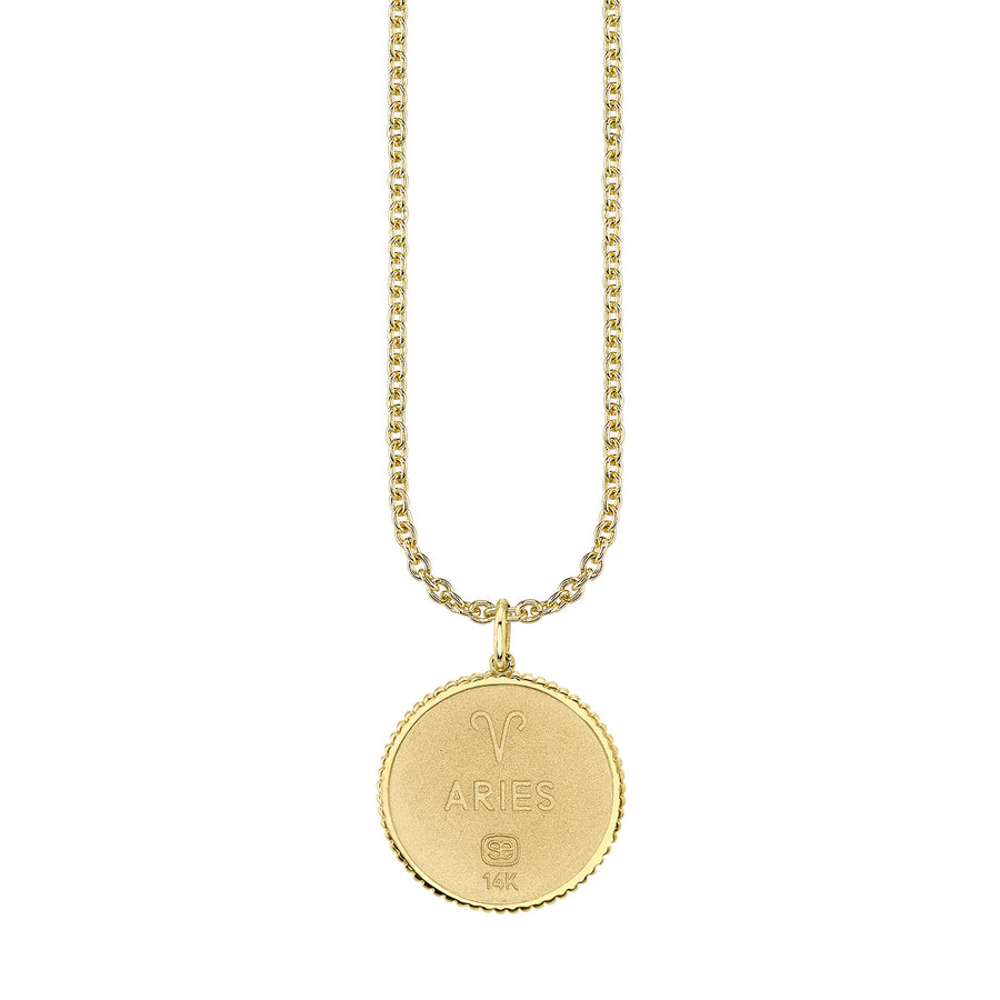 Gold & Diamond Large Aries Zodiac Medallion - Sydney Evan Fine Jewelry