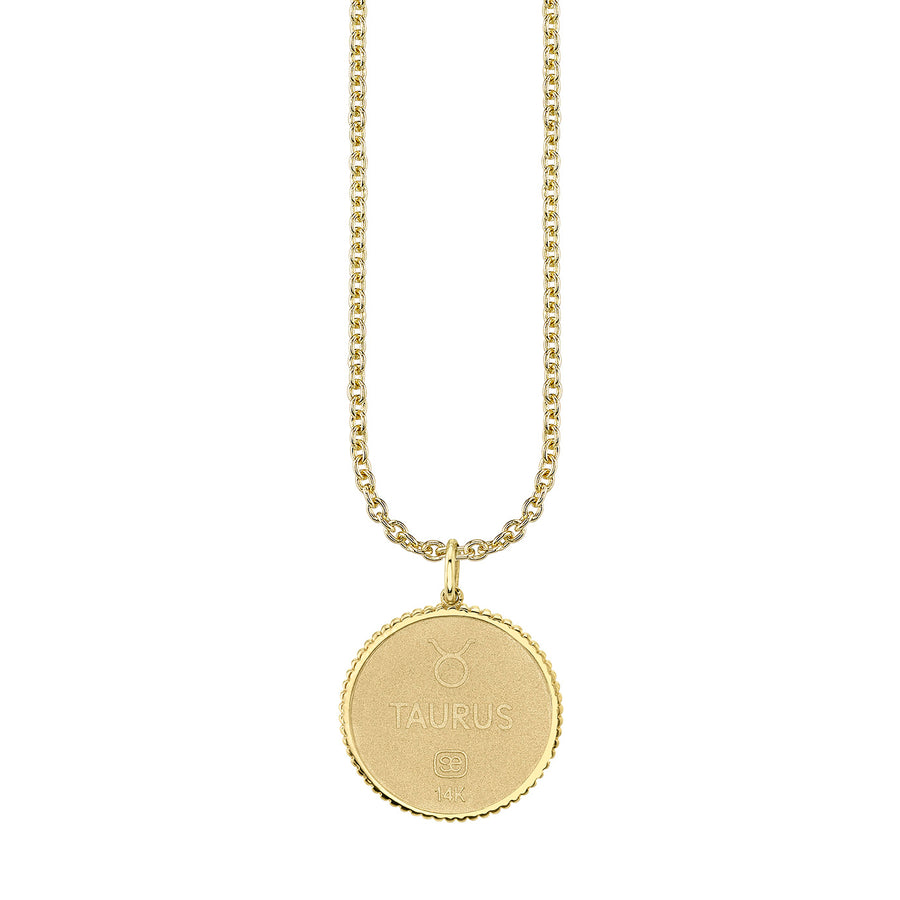 Gold & Diamond Large Taurus Zodiac Medallion - Sydney Evan Fine Jewelry