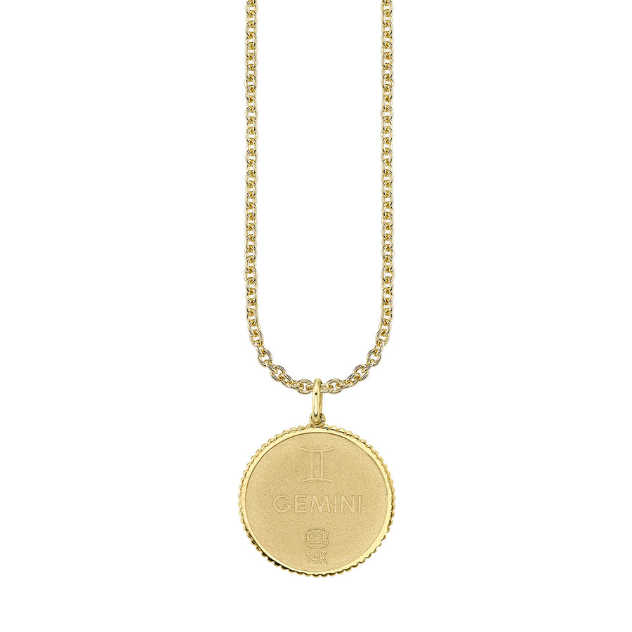 Gold & Diamond Large Gemini Zodiac Medallion - Sydney Evan Fine Jewelry