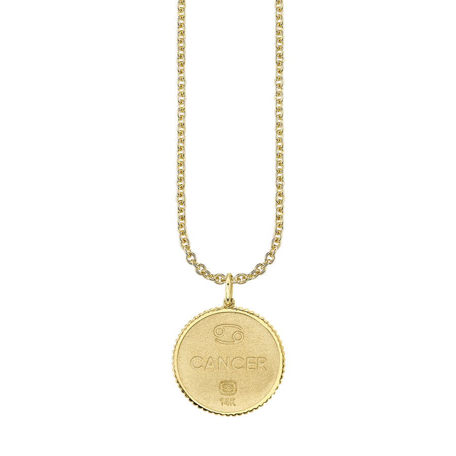 Gold & Diamond Large Cancer Zodiac Medallion - Sydney Evan Fine Jewelry