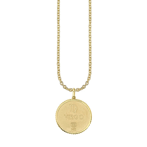 Gold & Diamond Large Virgo Zodiac Medallion