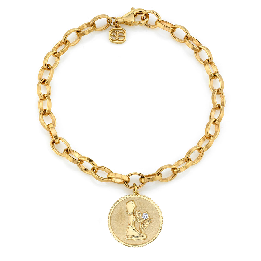 Gold & Diamond Large Zodiac Medallion Bracelet - Sydney Evan Fine Jewelry