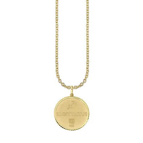 Gold & Diamond Large Sagittarius Zodiac Medallion