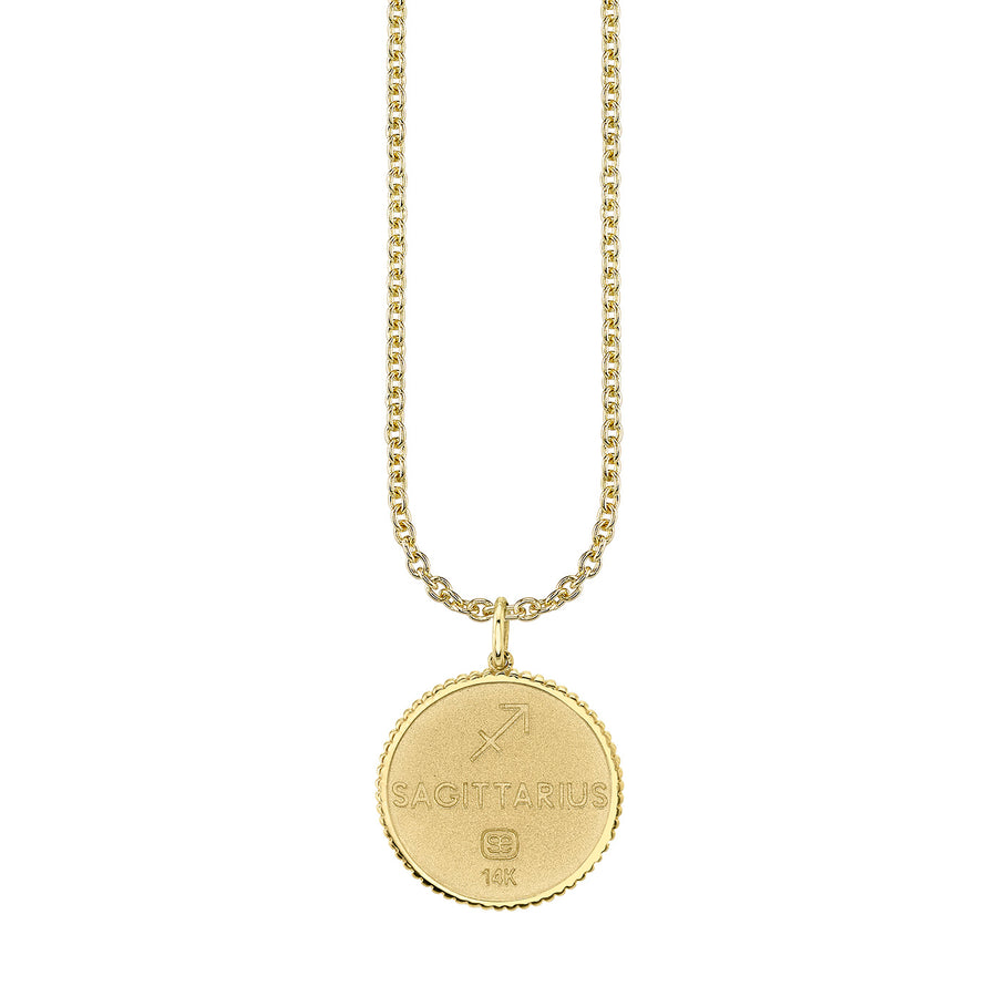Gold & Diamond Large Sagittarius Zodiac Medallion - Sydney Evan Fine Jewelry