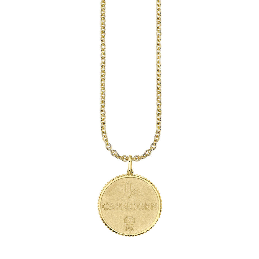Gold & Diamond Large Capricorn Zodiac Medallion - Sydney Evan Fine Jewelry