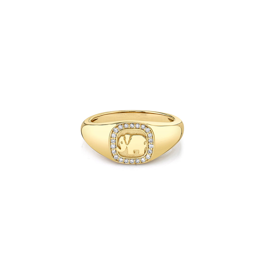 Shop Sydney Evan 14k Gold Diamond Elephant Icon Signet Ring