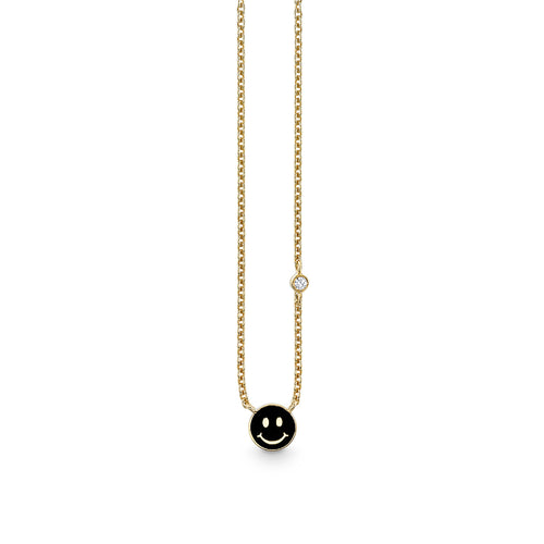 Gold & Enamel Mini Happy Face Necklace