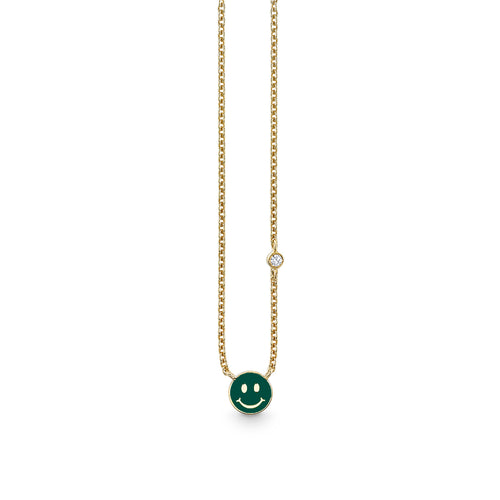 Gold & Enamel Mini Happy Face Necklace