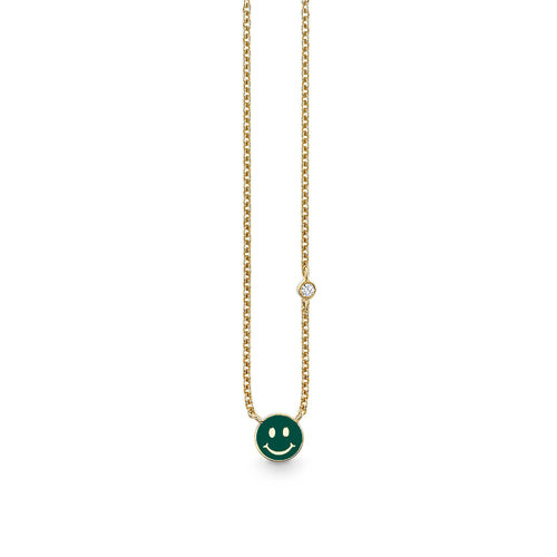 Kids Collection Gold & Enamel Mini Happy Face Necklace
