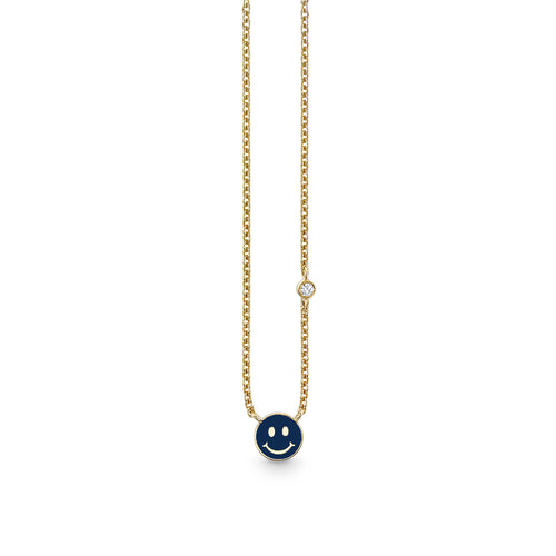 Gold & Enamel Mini Happy Face Necklace