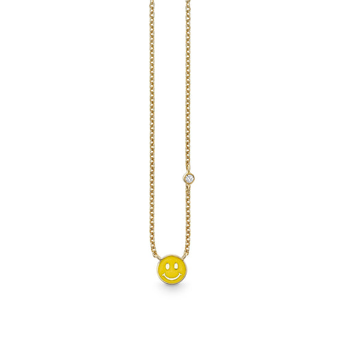 Kids Collection Gold & Enamel Mini Happy Face Necklace