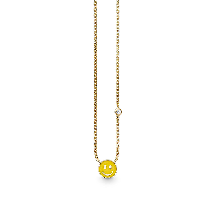 Kids Collection Gold & Enamel Mini Happy Face Necklace - Sydney Evan Fine Jewelry