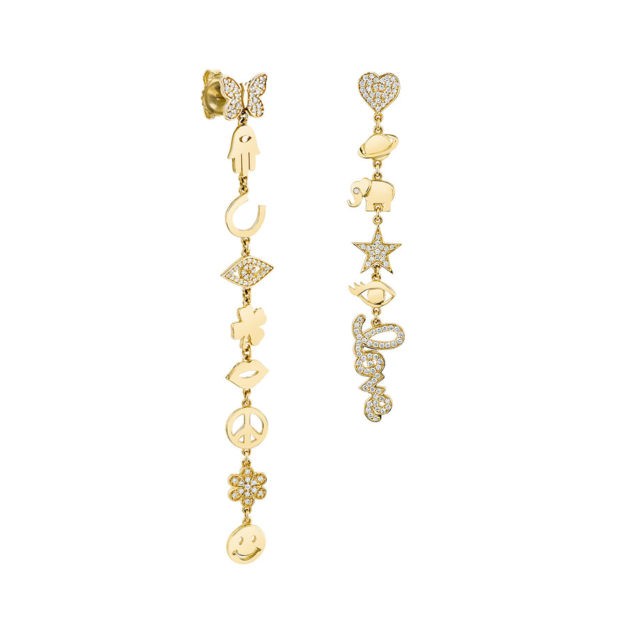 Gold & Diamond Mismatch Icon Drop Earrings - Sydney Evan Fine Jewelry