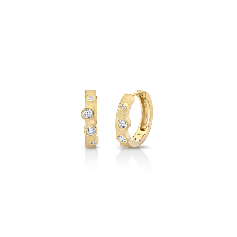 Gold & Diamond 20th Anniversary Bezel Hoops - Sydney Evan Fine Jewelry