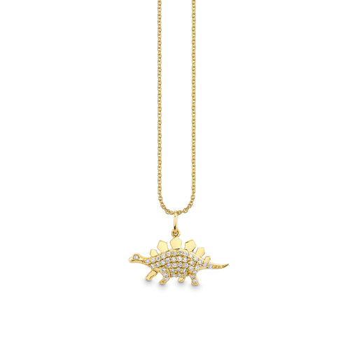Kids Collection Gold & Diamond Stegosaurus Necklace