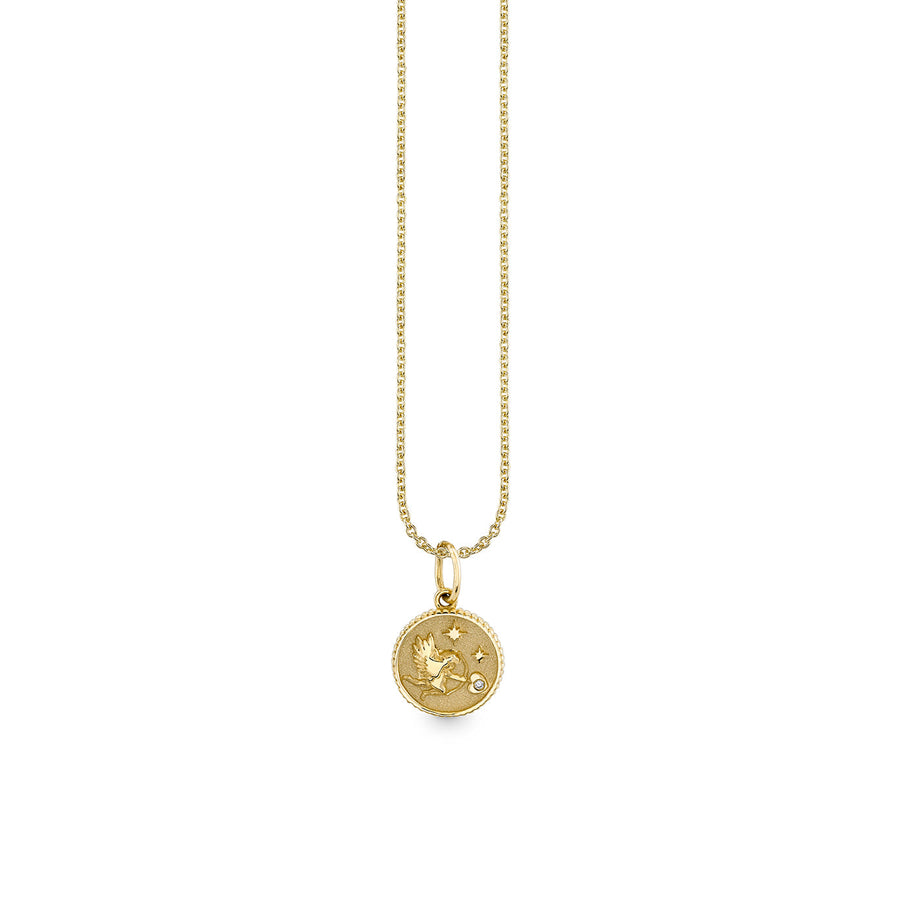 Gold & Diamond Tiny Cupid Coin Charm - Sydney Evan Fine Jewelry