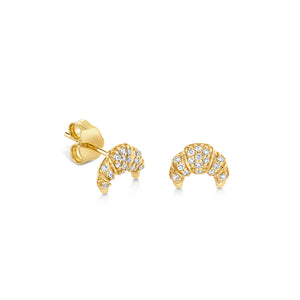 Gold & Diamond Small Croissant Stud - Sydney Evan Fine Jewelry