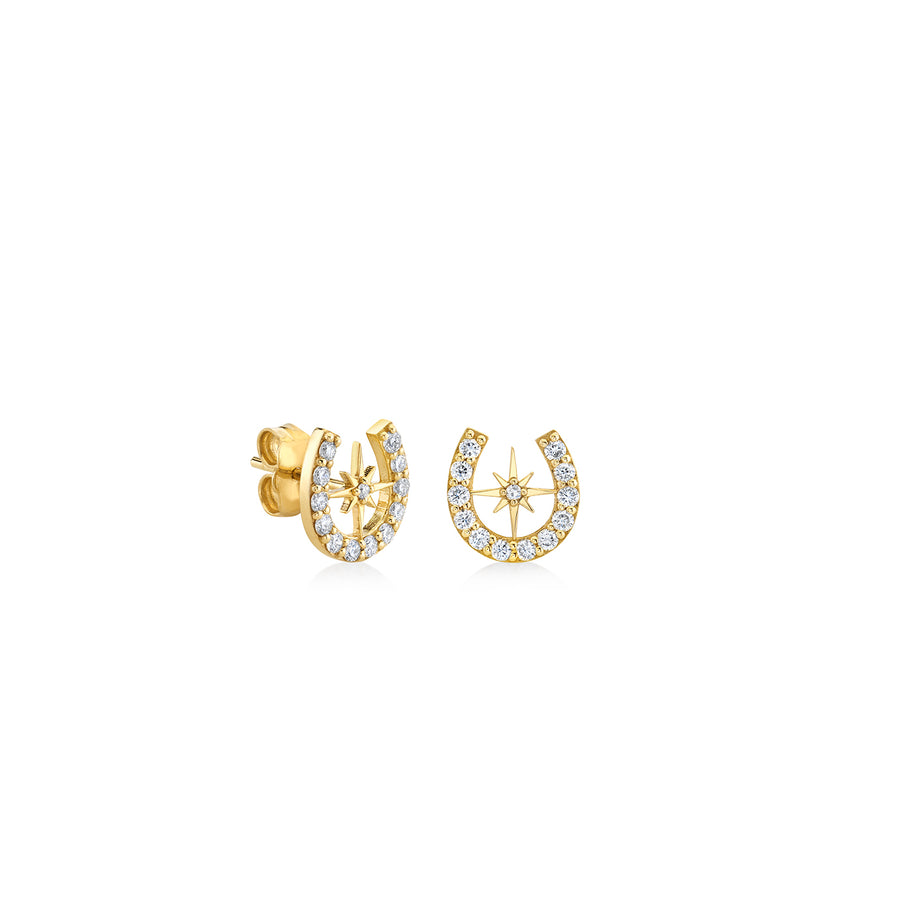 Gold & Diamond Starburst Horseshoe Stud - Sydney Evan Fine Jewelry