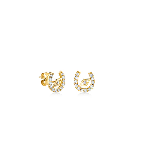 Gold & Diamond Eye Horseshoe Stud