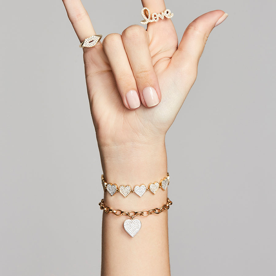 Gold & Diamond Large Heart Bracelet - Sydney Evan Fine Jewelry