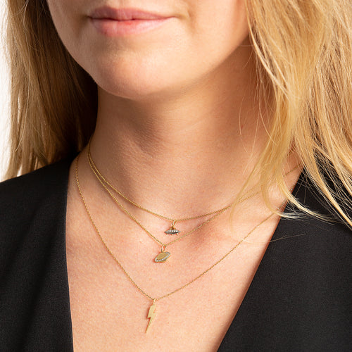 Gold & Diamond Small Saturn Charm