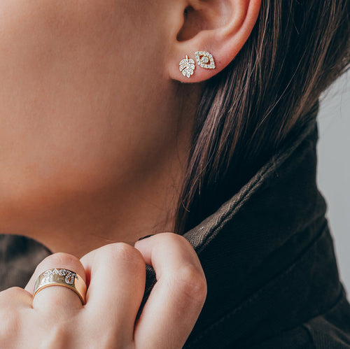 Gold & Diamond Large Bezel Eye Stud