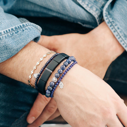 Men's Collection Gold & Diamond Eye Bead on Sapphire