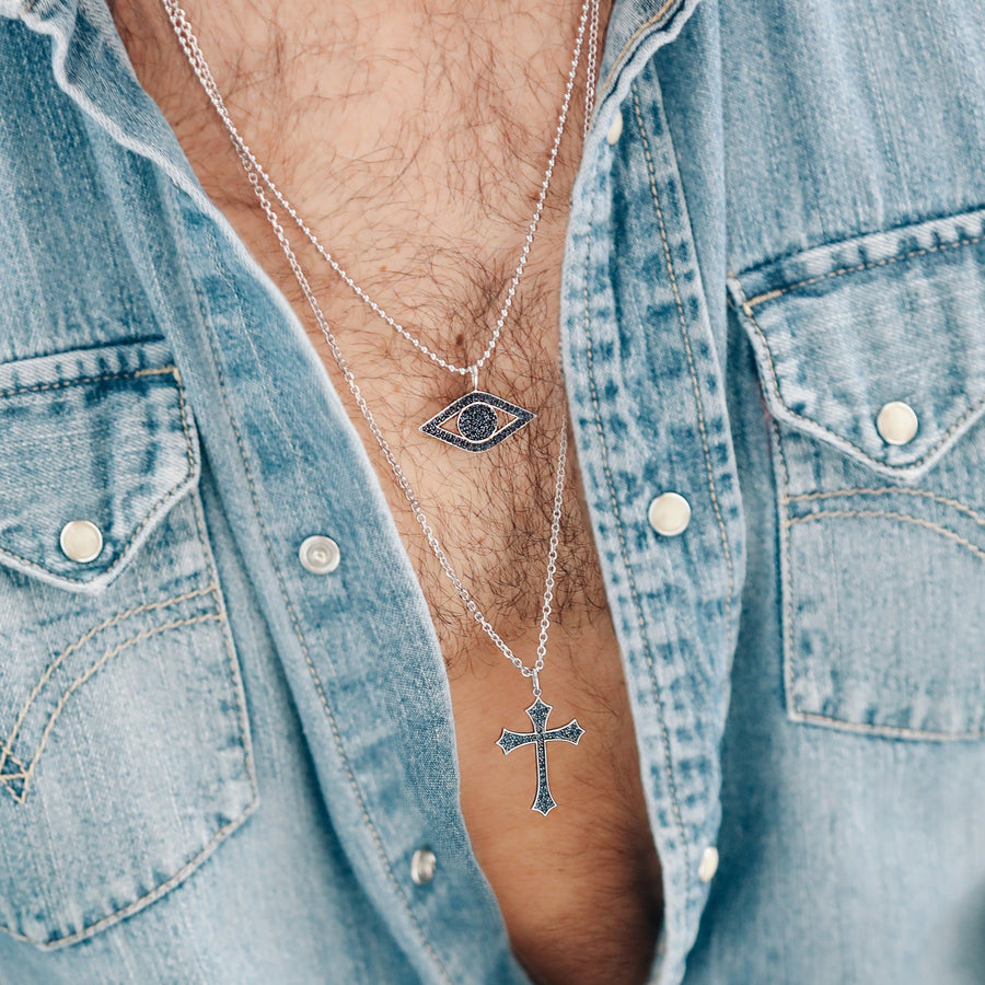 Men's Collection Gold & Sapphire Large Eye Charm - Sydney Evan Fine Jewelry