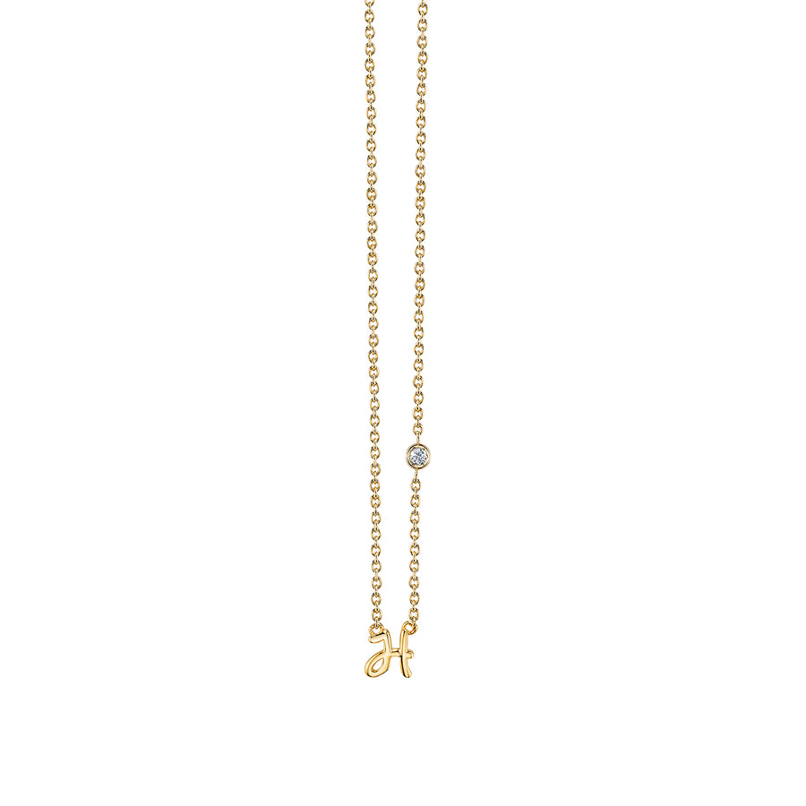 Gold Plated Sterling Silver Initial Necklace with Bezel Set Diamond - Sydney Evan Fine Jewelry