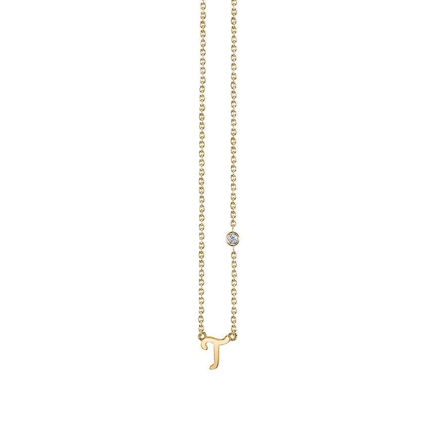 Gold Plated Sterling Silver Initial Necklace with Bezel Set Diamond - Sydney Evan Fine Jewelry