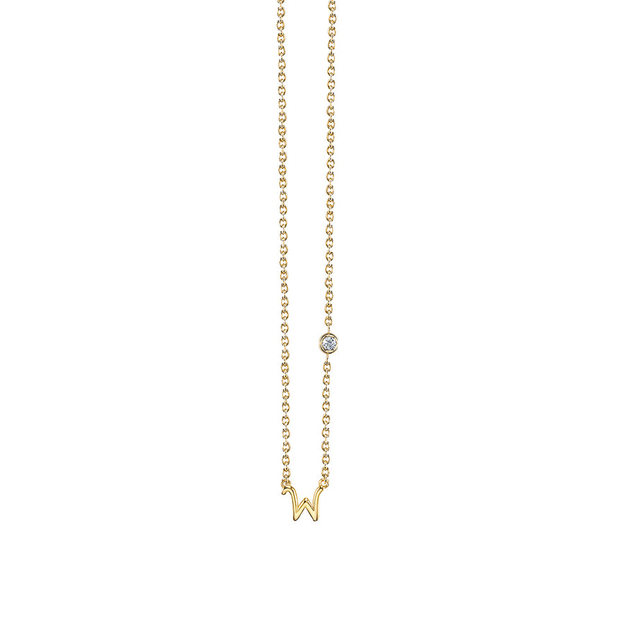 Gold Plated Sterling Silver Initial Necklace with Bezel Set Diamond - Sydney Evan Fine Jewelry