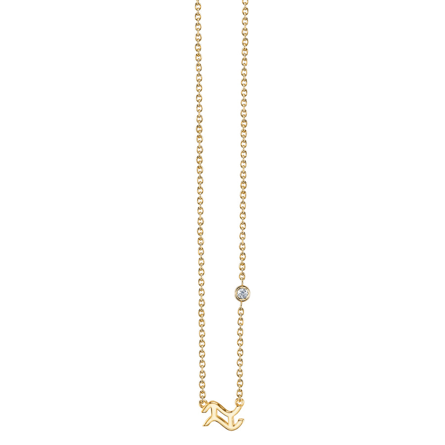 Gold Plated Sterling Silver Zodiac Necklace with Bezel Set Diamond - Sydney Evan Fine Jewelry