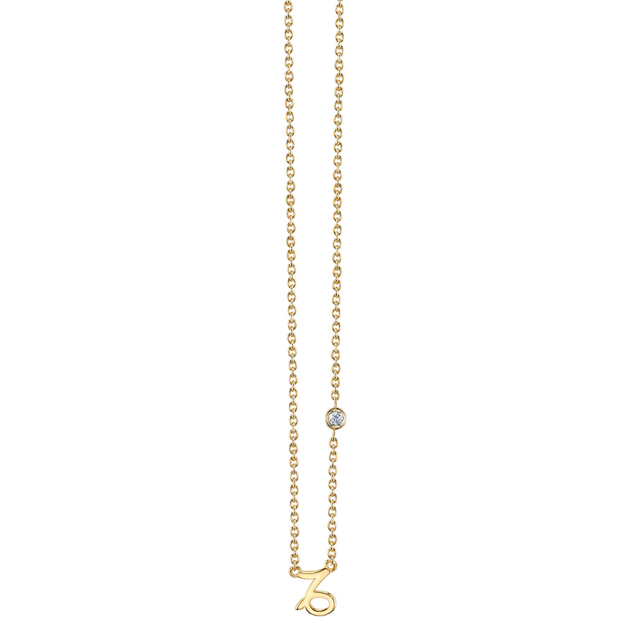 Gold Plated Sterling Silver Zodiac Necklace with Bezel Set Diamond - Sydney Evan Fine Jewelry
