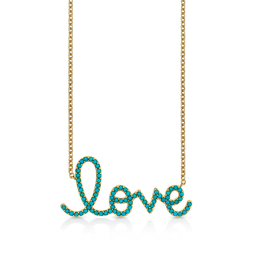 Gold & Turquoise Extra Large Love Necklace - Sydney Evan Fine Jewelry