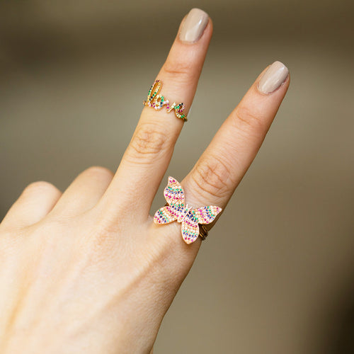 Gold & Rainbow Large Love Ring