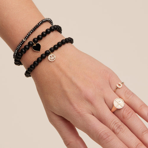 Gold & Diamond Small Disc Tricon Signet Ring