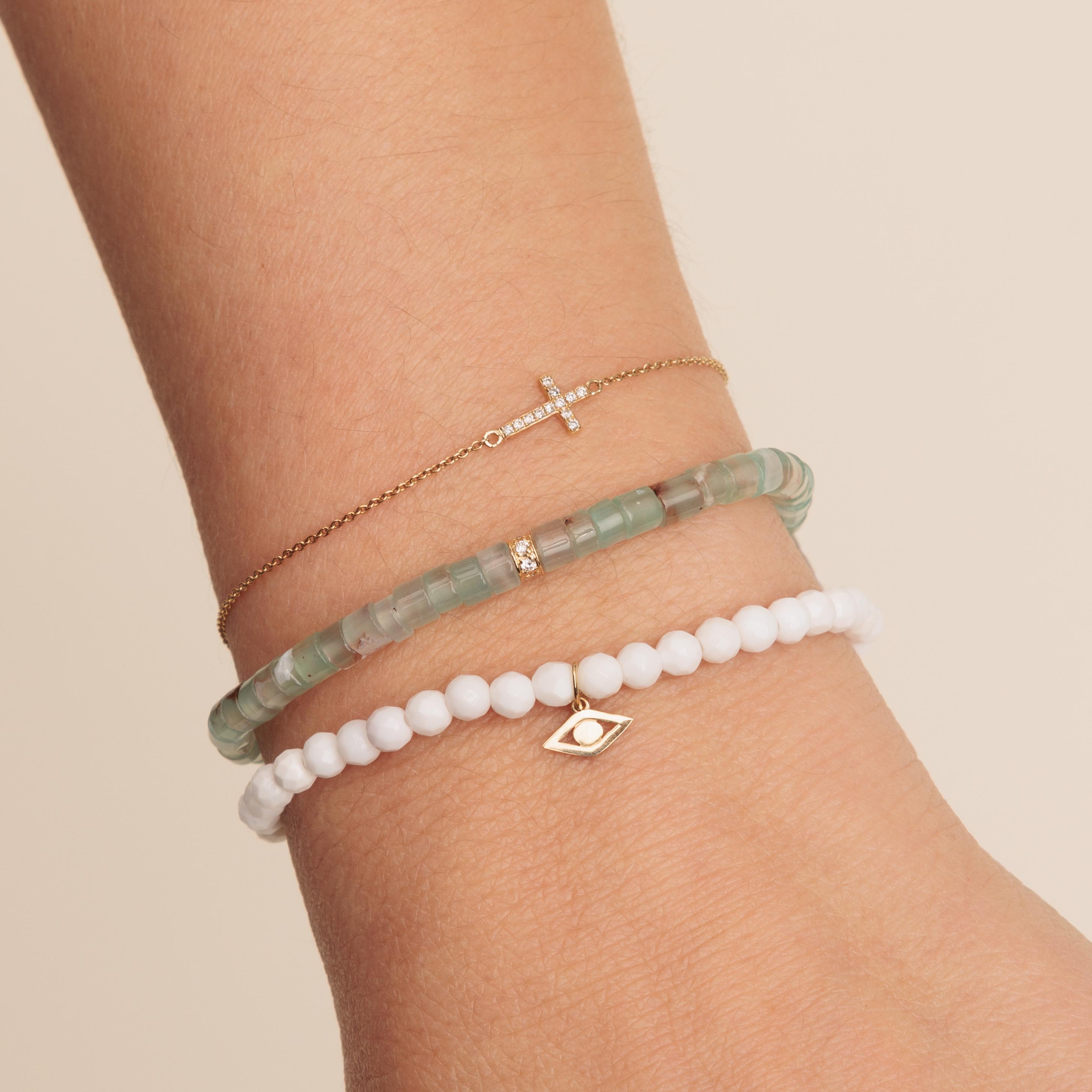 Shop Sydney Evan 14k Gold & Diamond Small Cross Bracelet