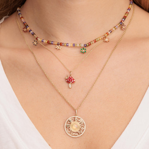 Gold & Diamond Open Icon Opal Charm