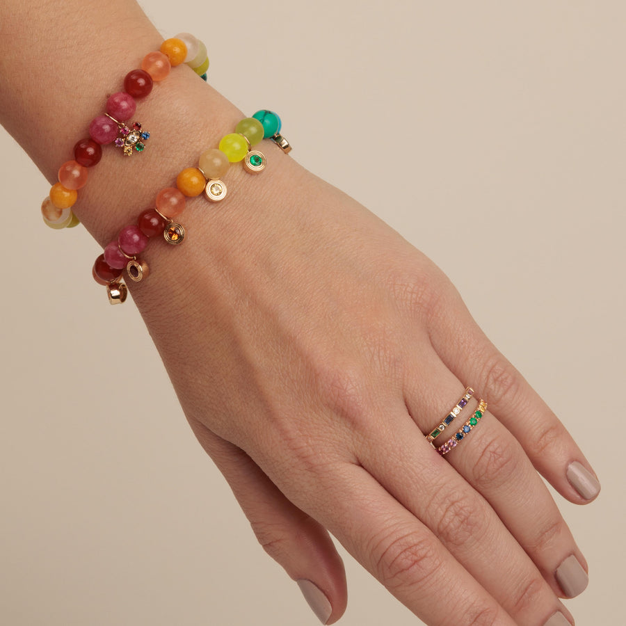 Gold & Fluted Rainbow Multi-Charm on Rainbow Jade - Sydney Evan Fine Jewelry