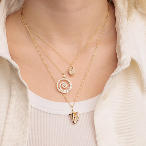 Gold & Diamond Cowrie Shell Charm