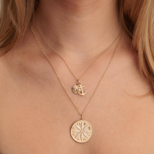 Gold & Diamond Pearl Clam Shell Charm