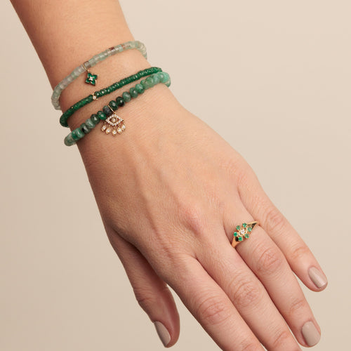 Gold & Diamond Eternity Rondelle on Aventurine