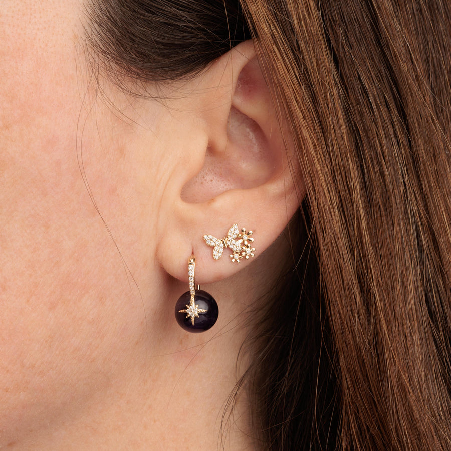 Gold & Diamond Starburst Amethyst Earrings - Sydney Evan Fine Jewelry