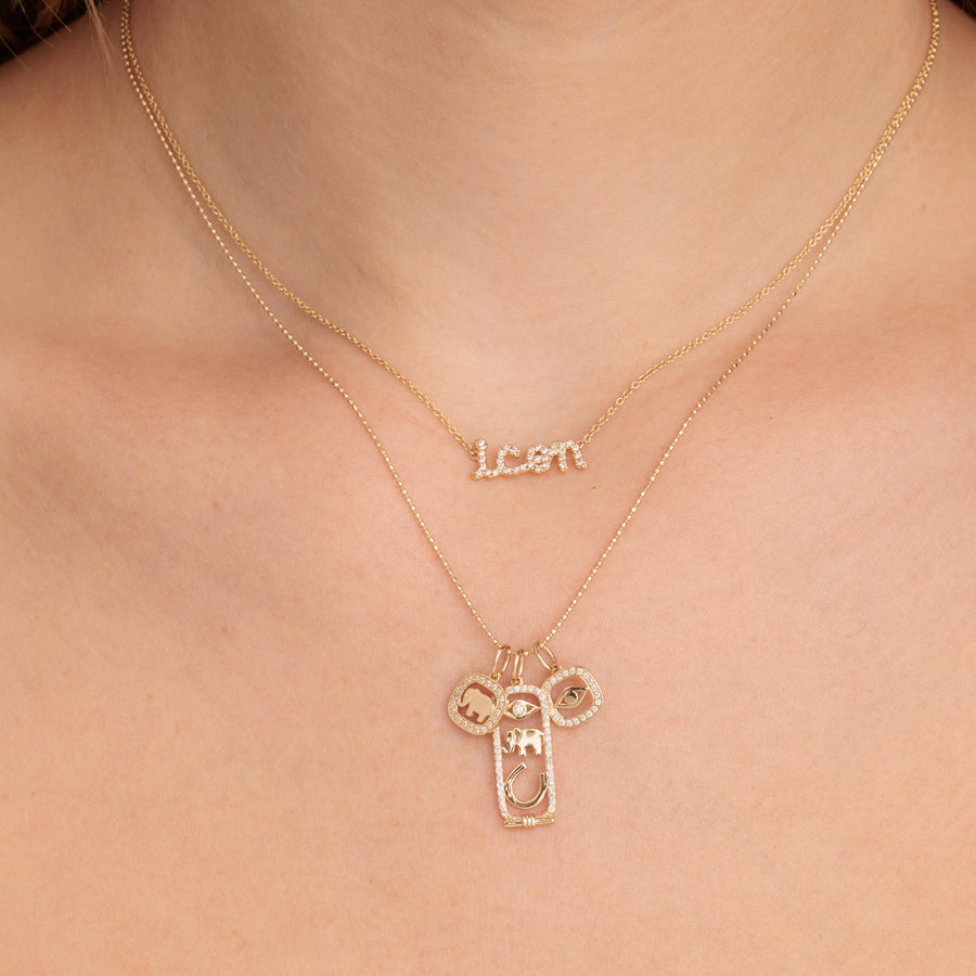 Gold & Diamond Elephant Open Icon Charm - Sydney Evan Fine Jewelry