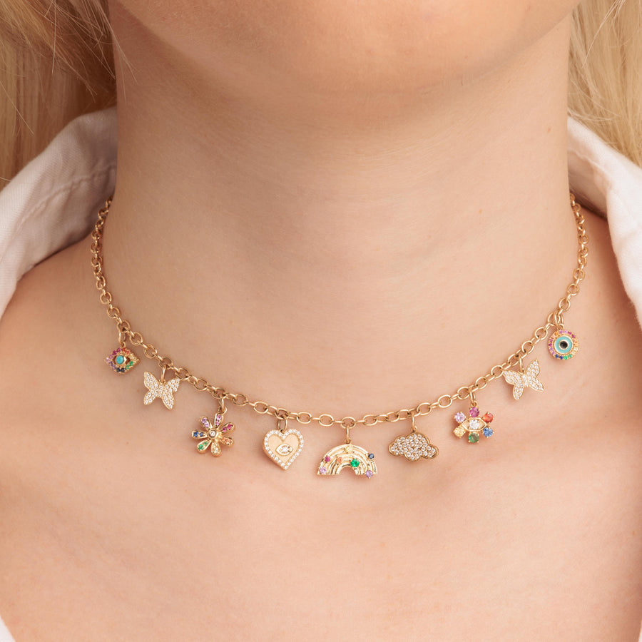 Gold & Diamond Multi-Charm Rainbow Necklace - Sydney Evan Fine Jewelry