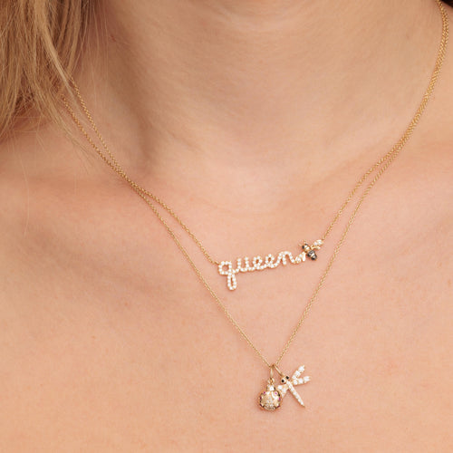 Gold & Diamond Dragonfly Charm