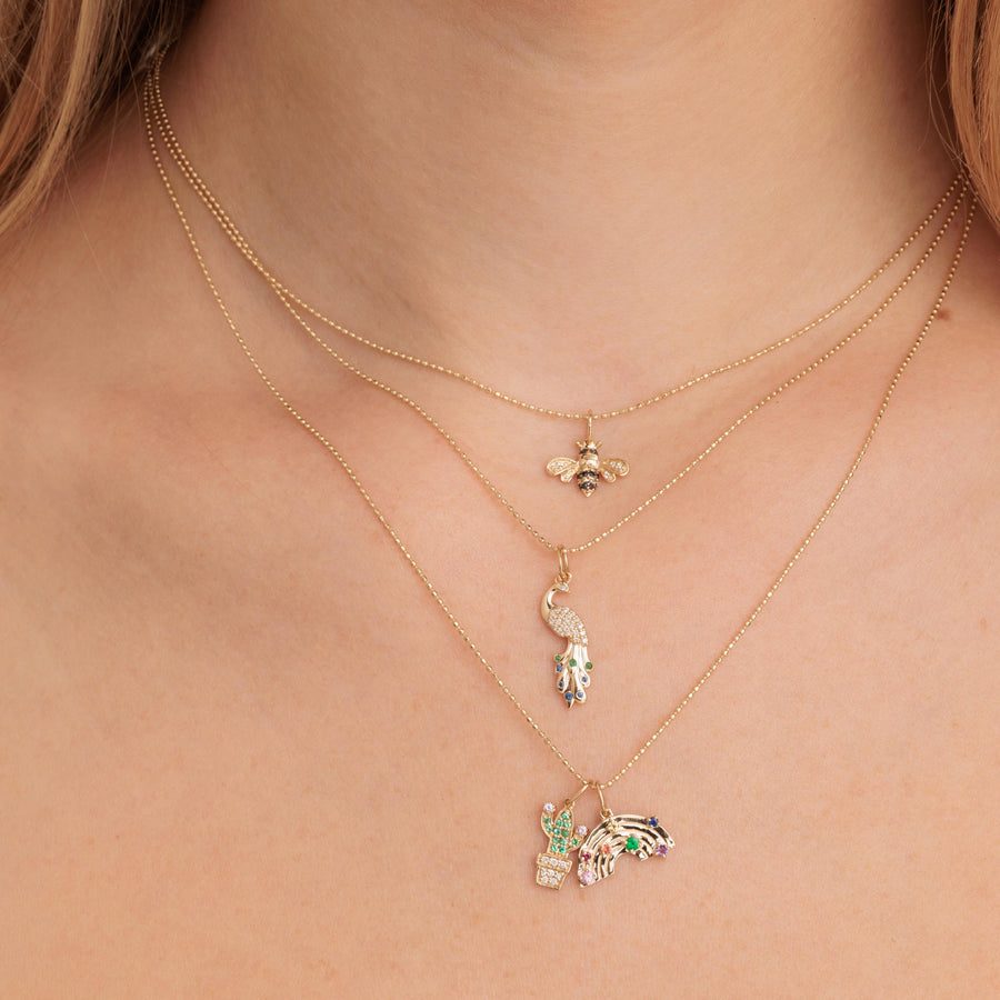 Gold & Diamond Small Potted Cactus Charm - Sydney Evan Fine Jewelry