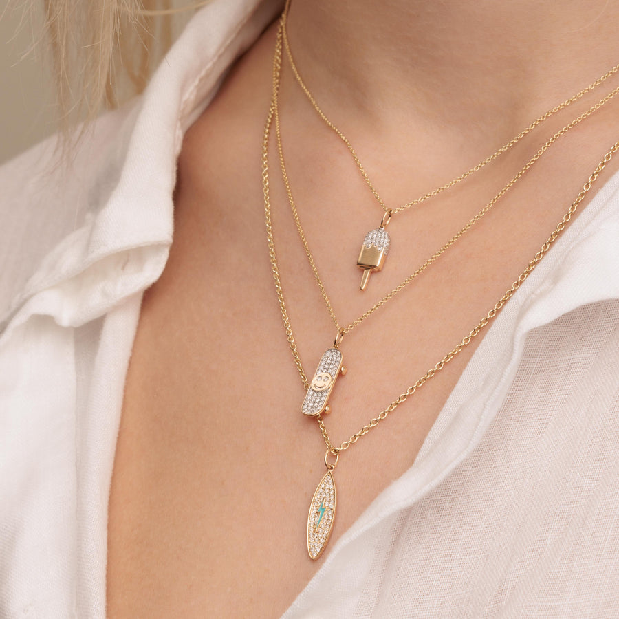 Gold & Diamond Happy Face Skateboard Charm - Sydney Evan Fine Jewelry